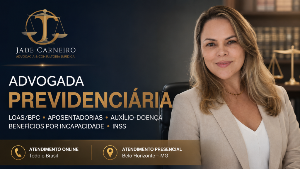 Jade Carneiro, advogada previdenciária em escritório de advocacia especializado em benefícios do INSS e LOAS.